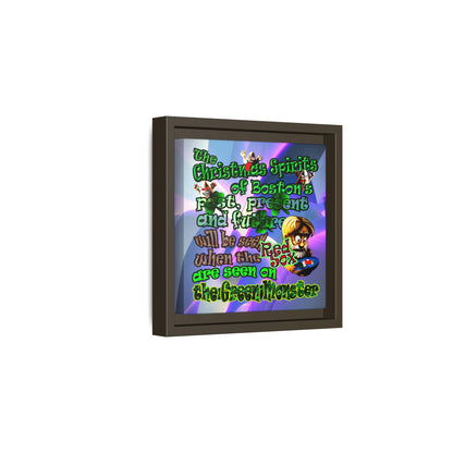 christmas spirits of boston - framed canvas art (grey-pink wave)