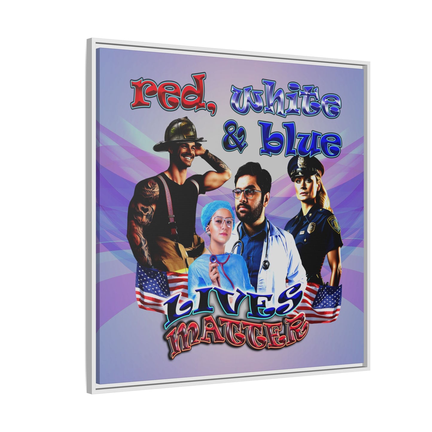 rw&b lives matter - framed canvas art (light blue-pink wave)