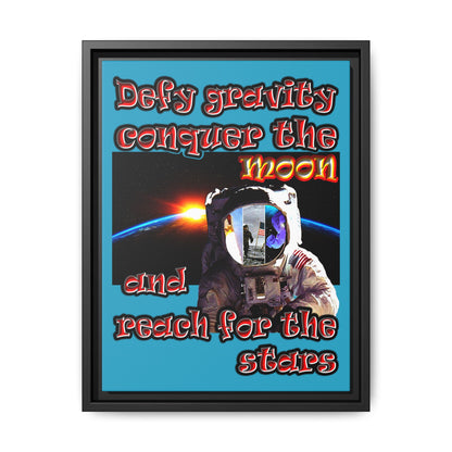 defy conquer reach - framed canvas art (turquoise)