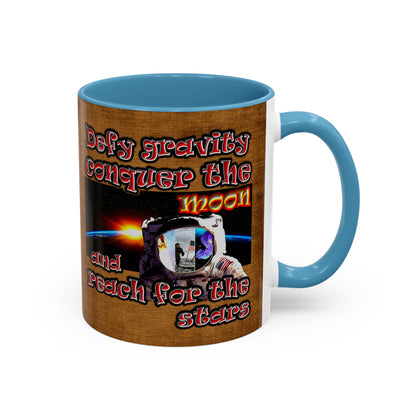 defy conquer reach - Accent Mug (brown papyrus)