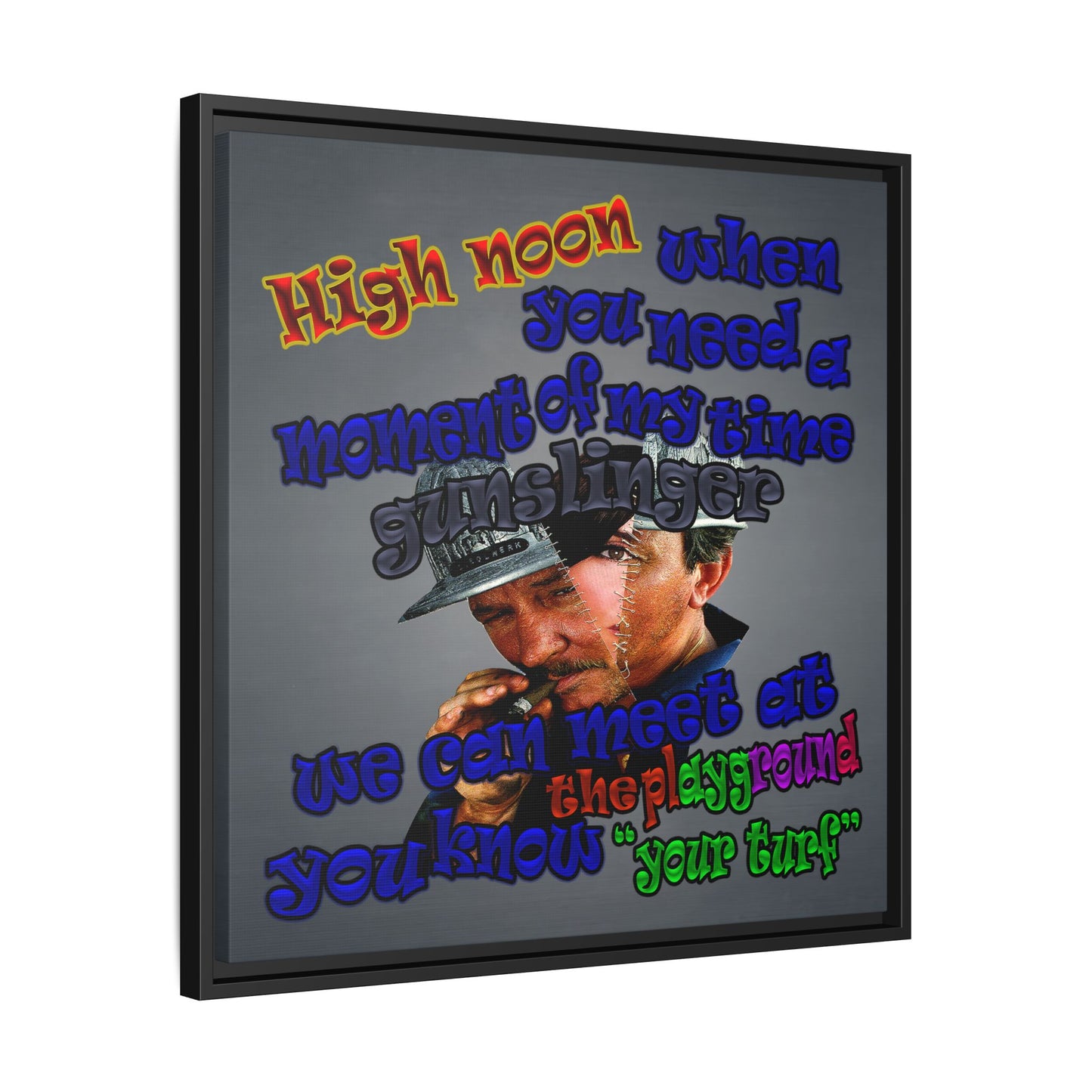 high noon - framed canvas art (grey-light grey)