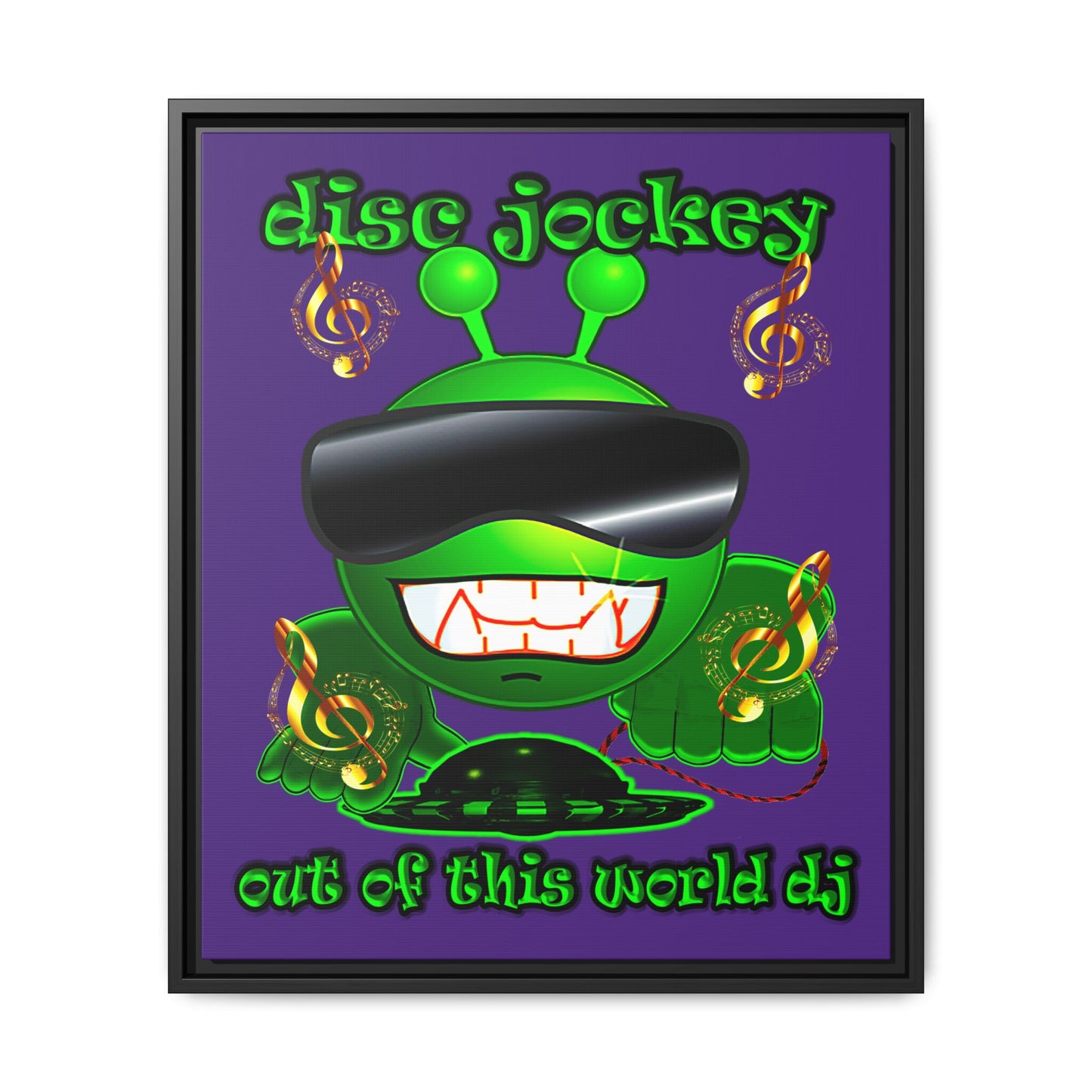 disc jockey - framed canvas art (purple)