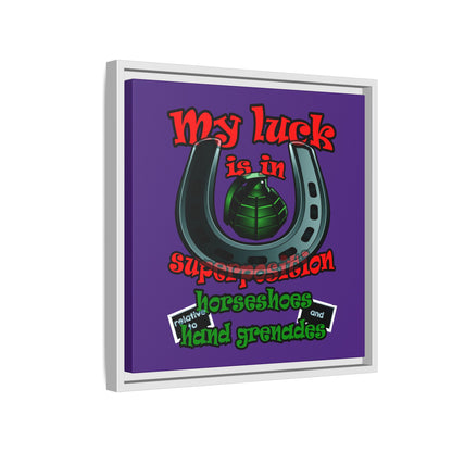 my luck - framed canvas art (purple)