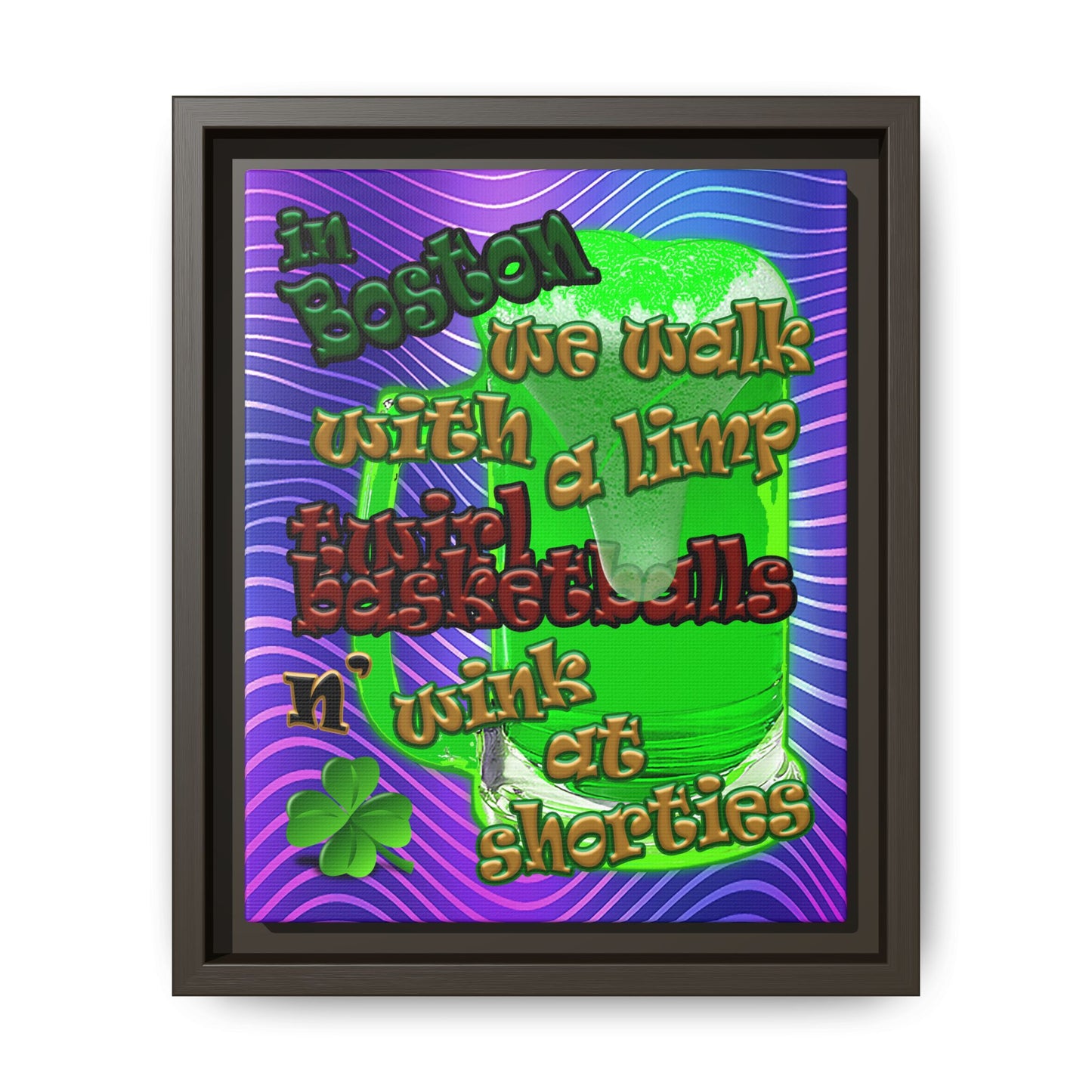 celtics logo - framed canvas art (purple wave)
