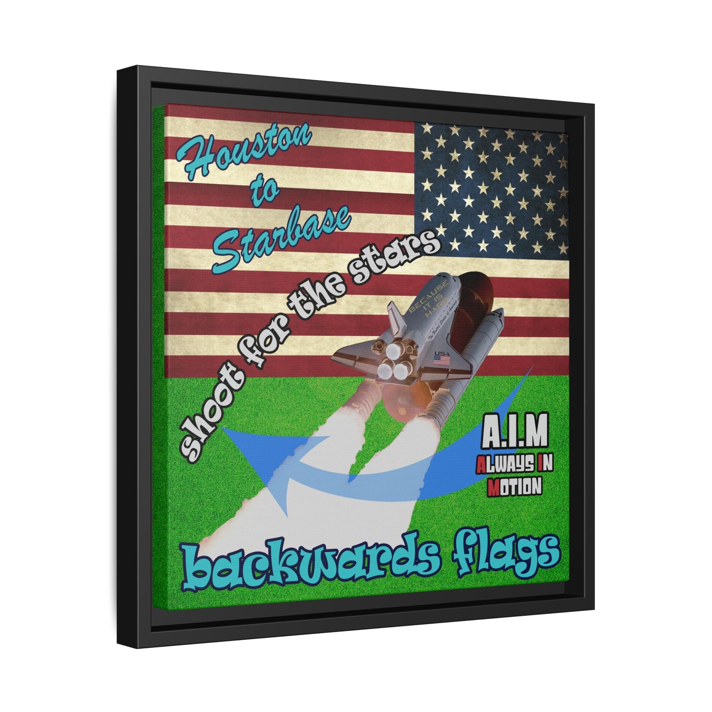 shoot for the stars - framed canvas art (green turf)