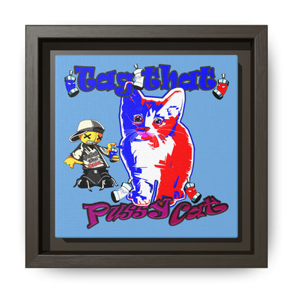 tag that - framed canvas art (light blue)