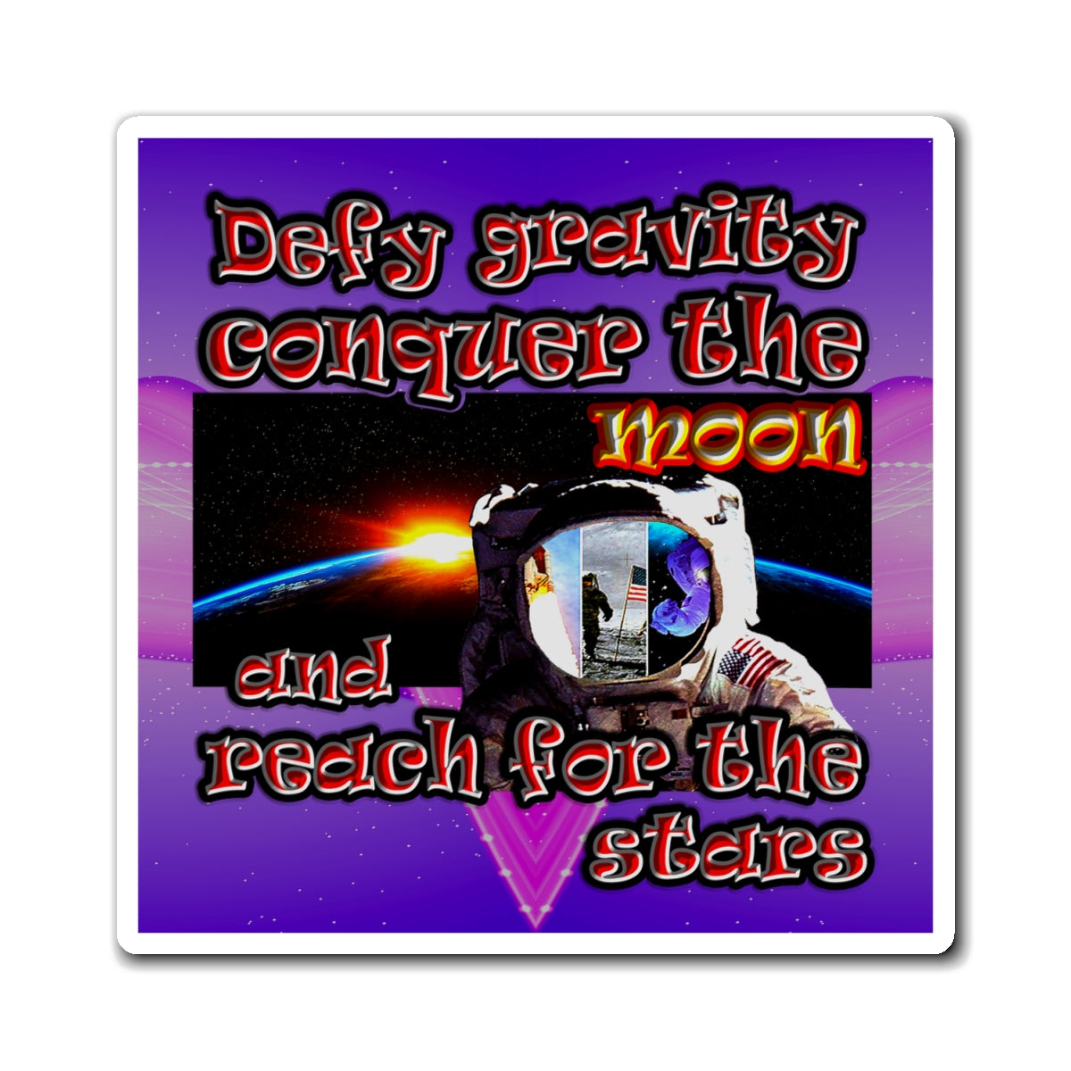 defy conquer reach - Magnets - (purple-pink wave)