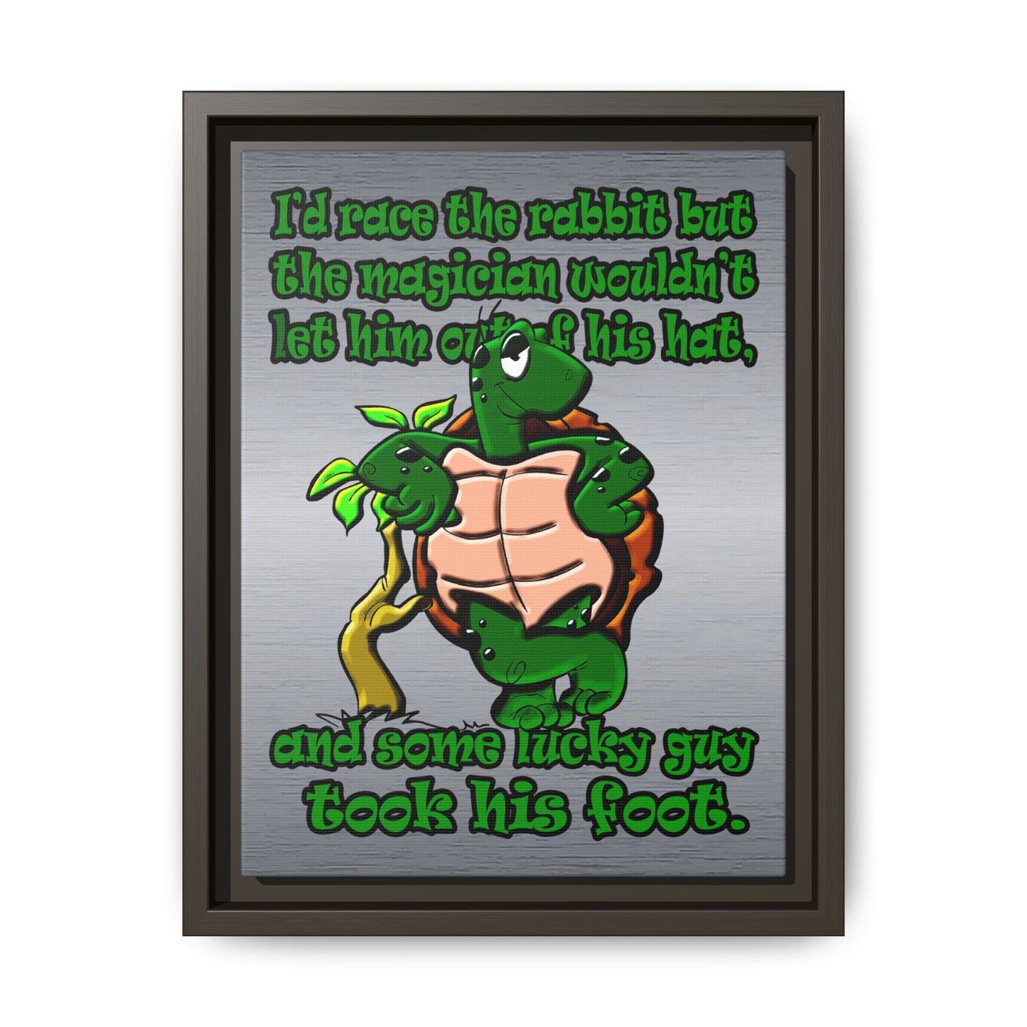turtle race - framed canvas art (brushed nickel)