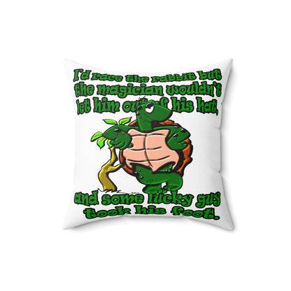 turtle race - Spun Polyester Square Pillow - (white)