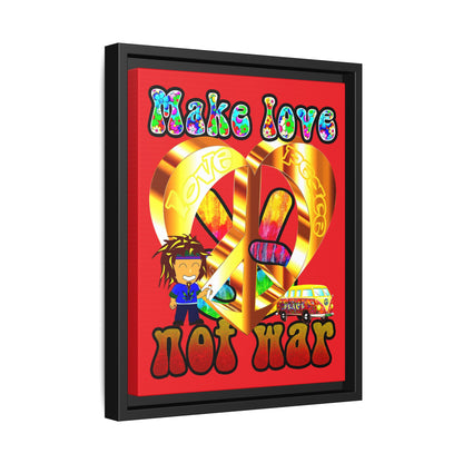 love peace - framed canvas art (red)