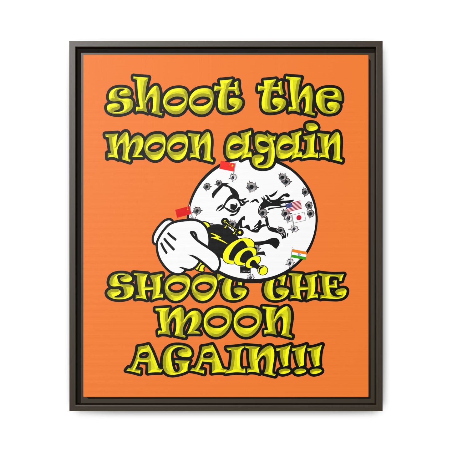 shoot the moon again - framed canvas art (crusta)