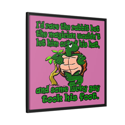 turtle race - framed canvas art (light pink)