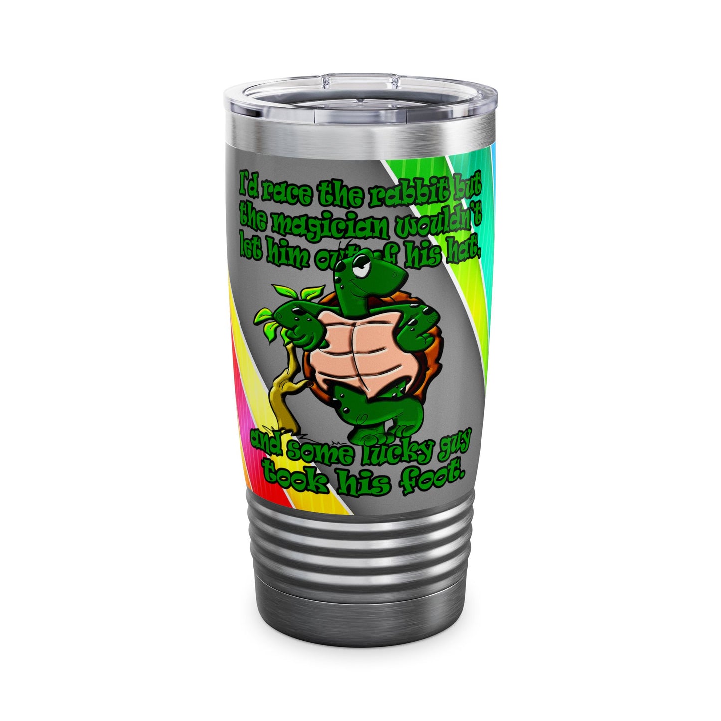 turtle race - Ringneck Tumbler, 20oz (rainbow split)