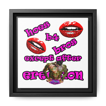 hoes b4 bros - framed canvas art (white)