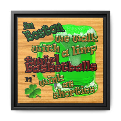 celtics logo - framed canvas art (butterscotch wood finish)