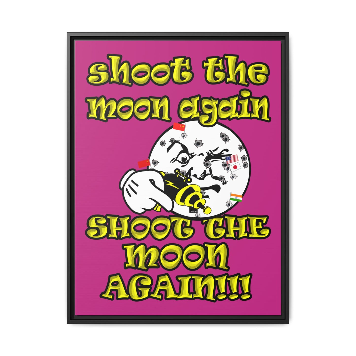 shoot the moon again - framed canvas art (pink)
