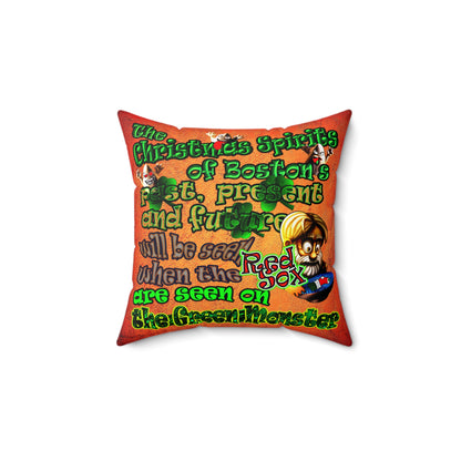 christmas spirits of boston - Spun Polyester Square Pillow - (burnt orange)