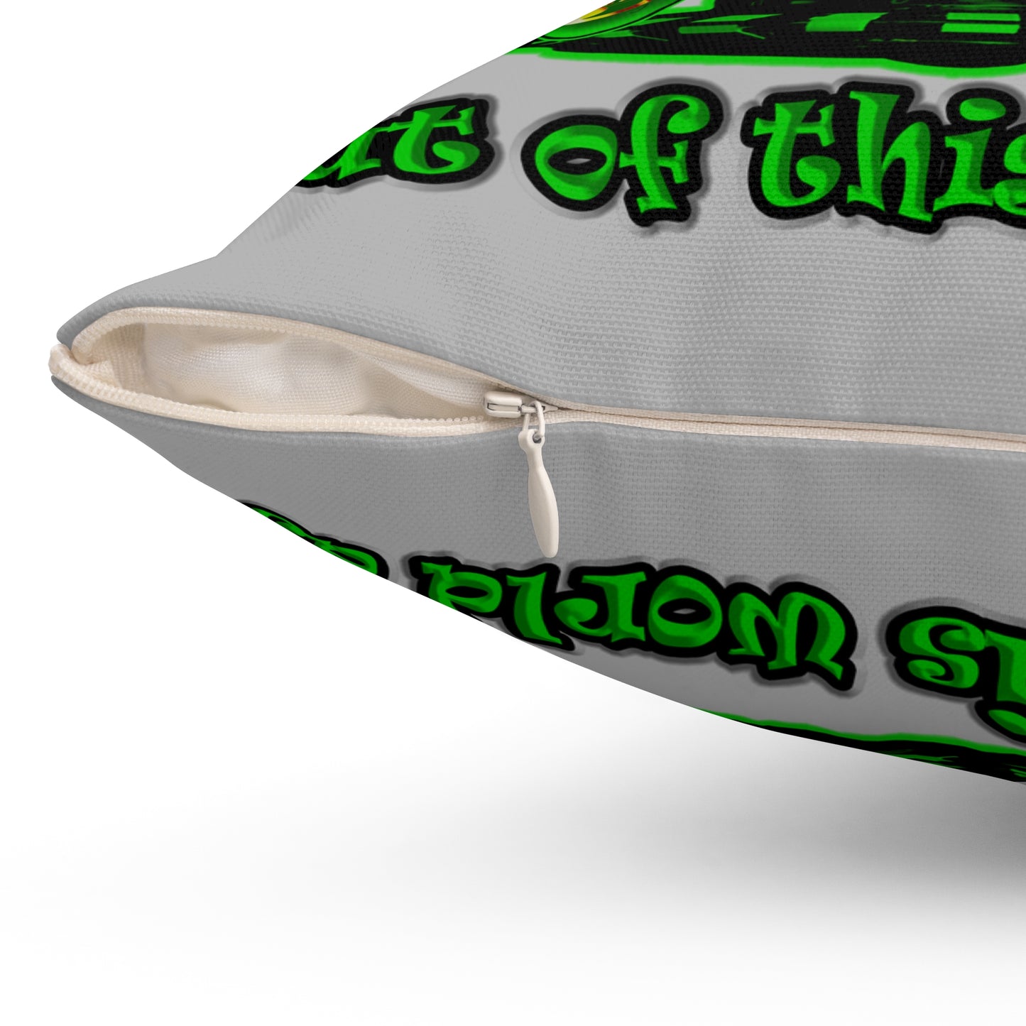 disc jockey - Spun Polyester Square Pillow - (light grey)