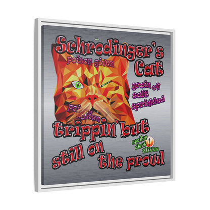 schrodinger's cat - framed canvas art (brushed nickel)