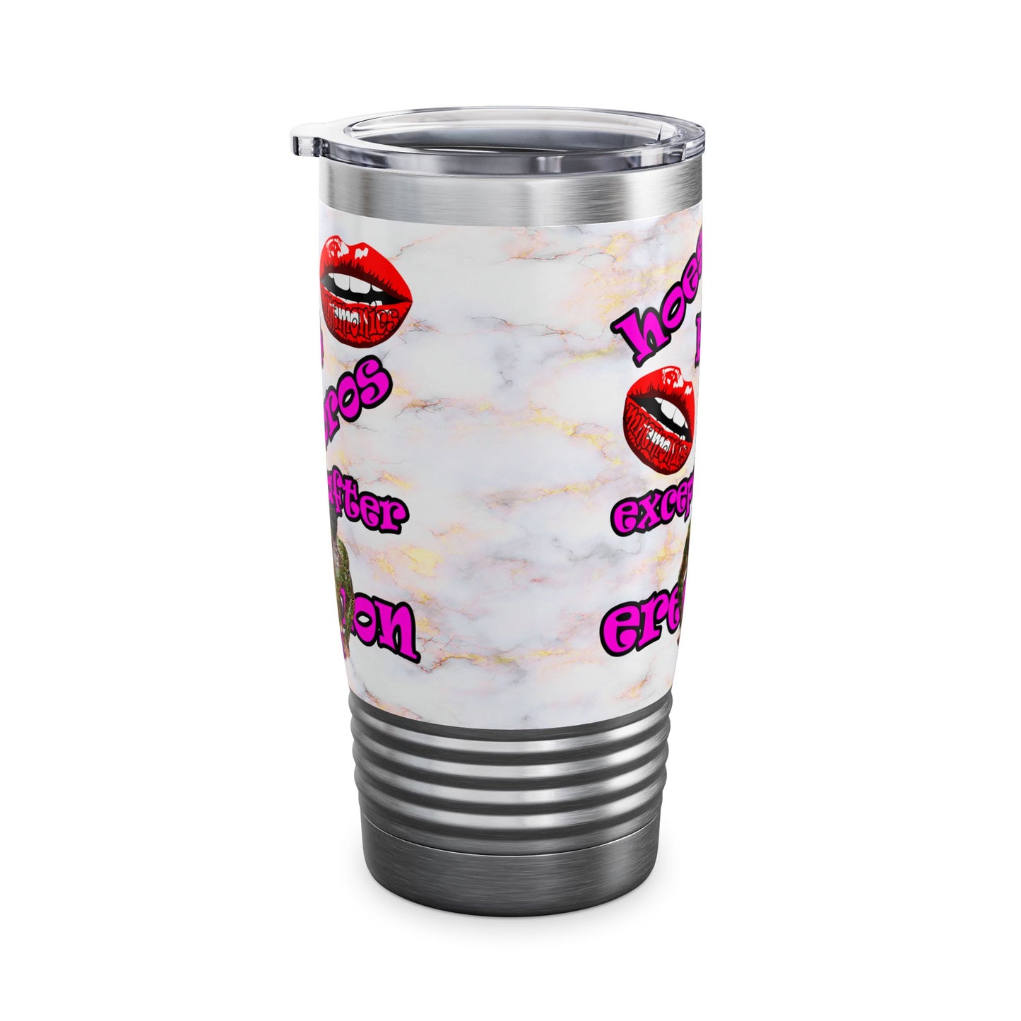 hoes b4 bros - Ringneck Tumbler, 20oz (white marble)