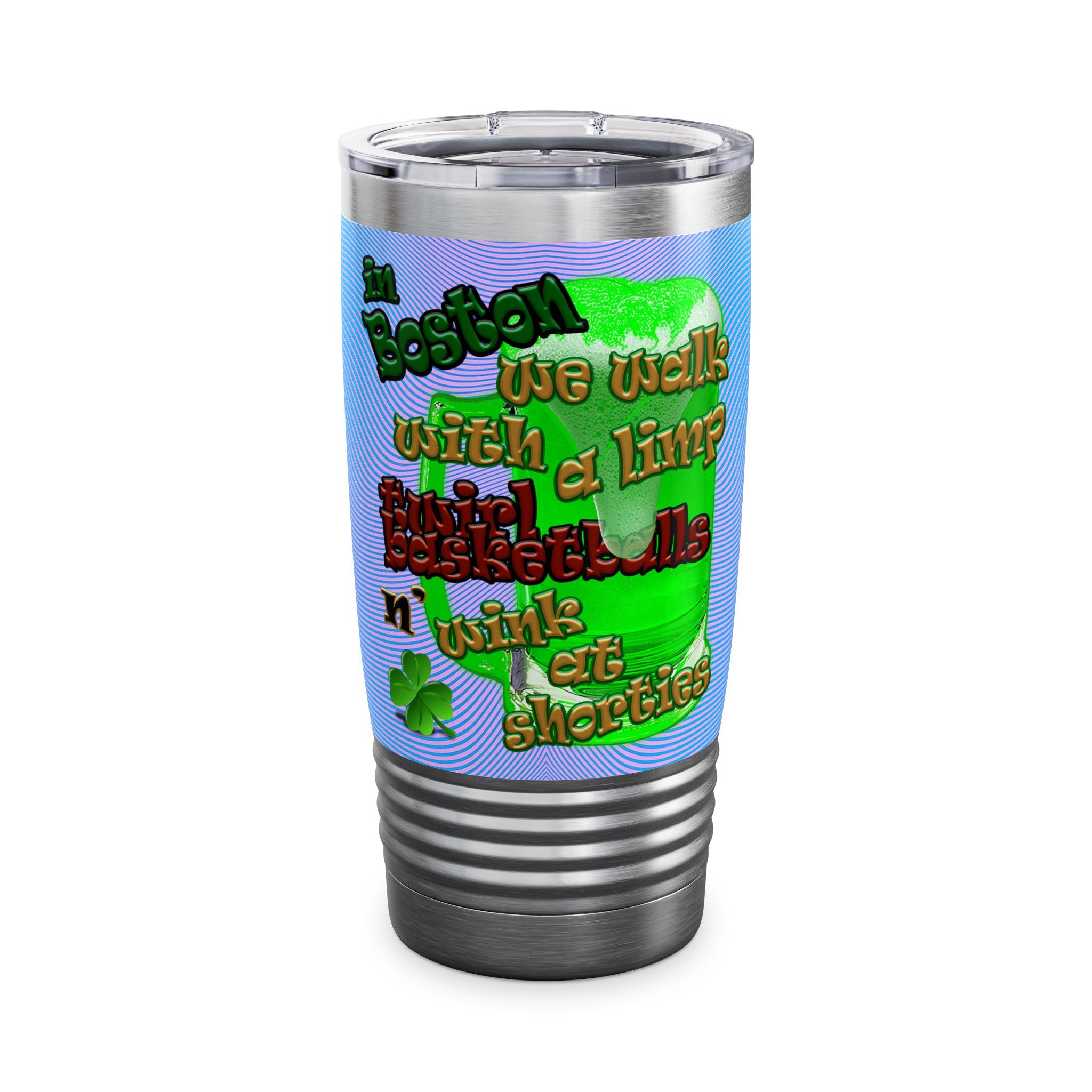 celtics logo - Ringneck Tumbler, 20oz (light blue-purple wave)