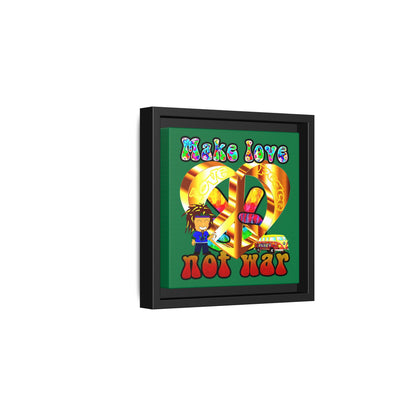 love peace - framed canvas art (dark green)