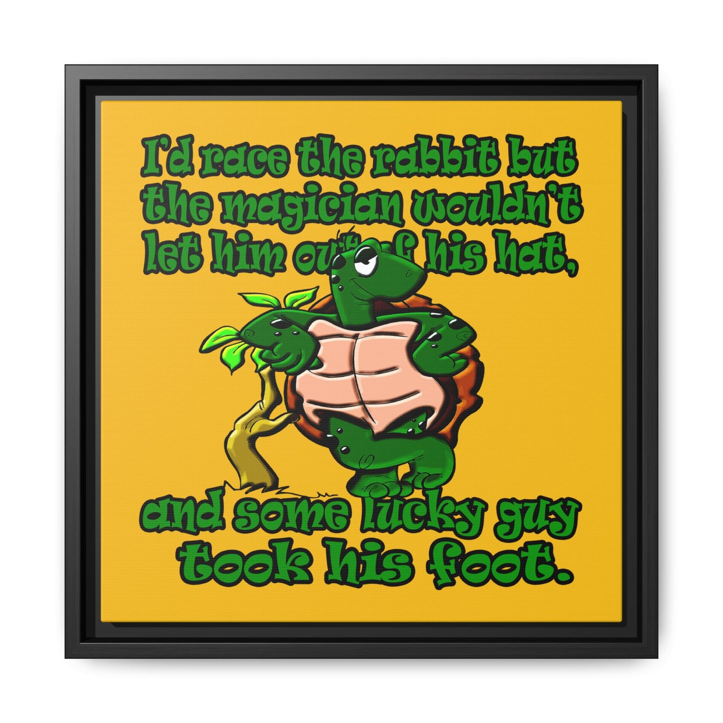 turtle race - framed canvas art (yellow)