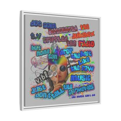 drop the beat - framed canvas art (light grey)