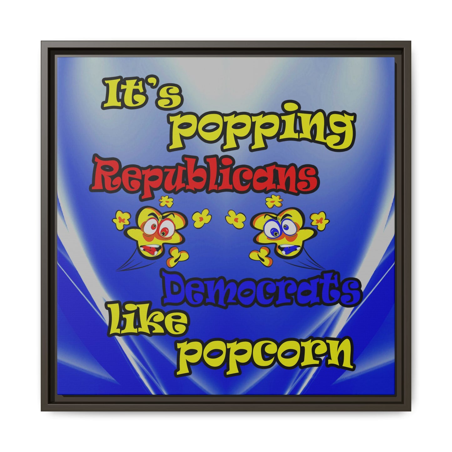 popping like popcorn - framed canvas art (blue-white wave)