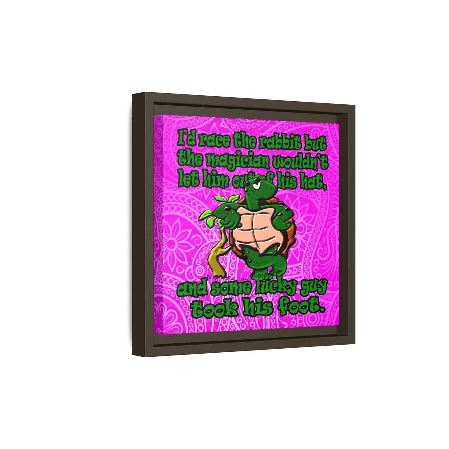 turtle race - framed canvas art (pink swirl)