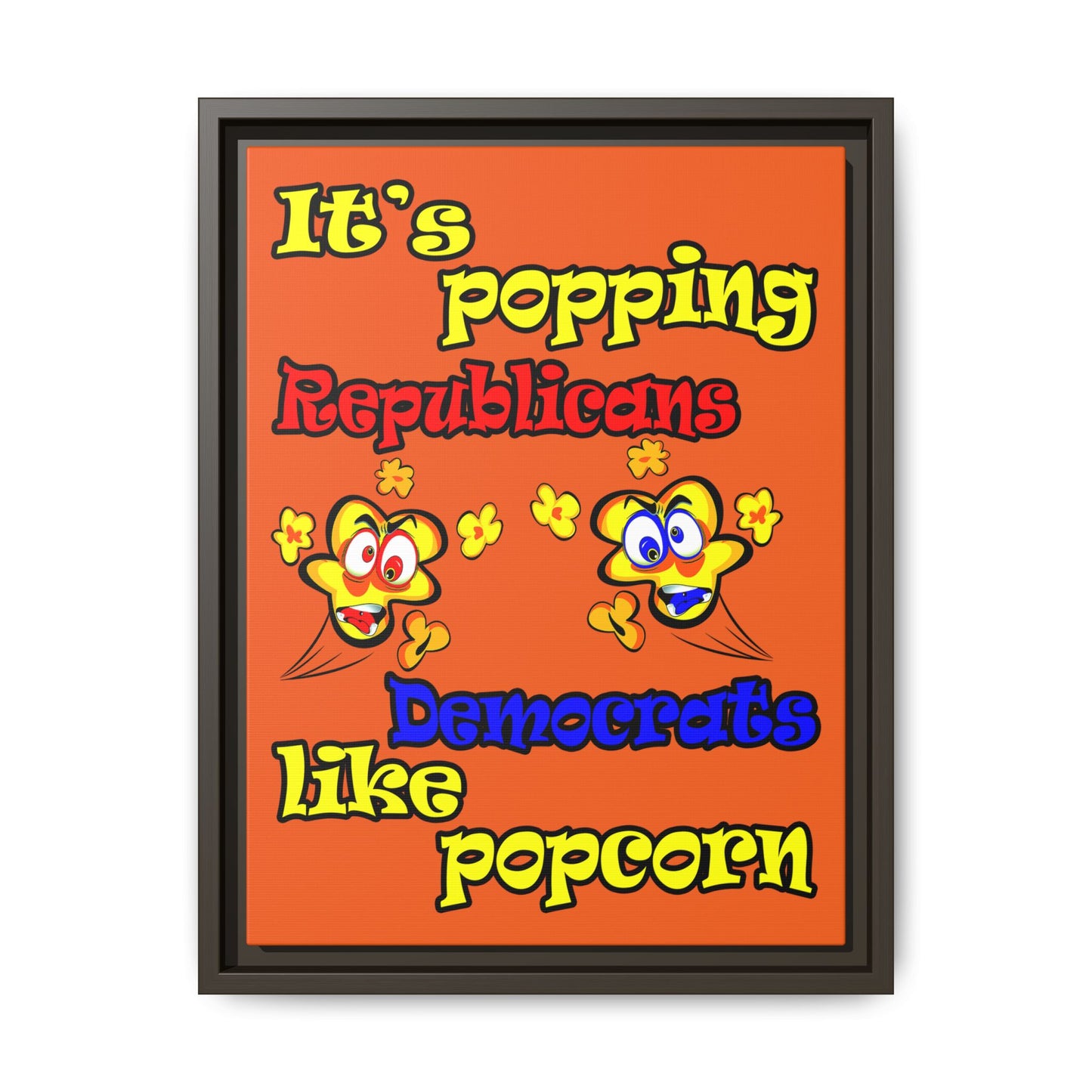 popping like popcorn - framed canvas art (orange)