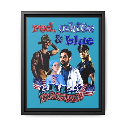 rw&b lives matter - framed canvas art (turquoise)