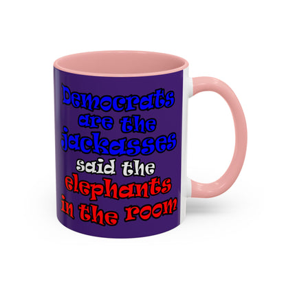 donkeys and elephants - Accent Mug (purple)