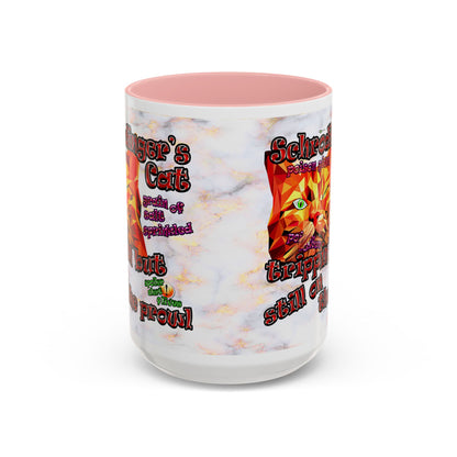 schrodinger's cat - Accent Mug (white marble)