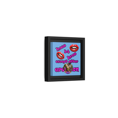 hoes b4 bros - framed canvas art (light blue)