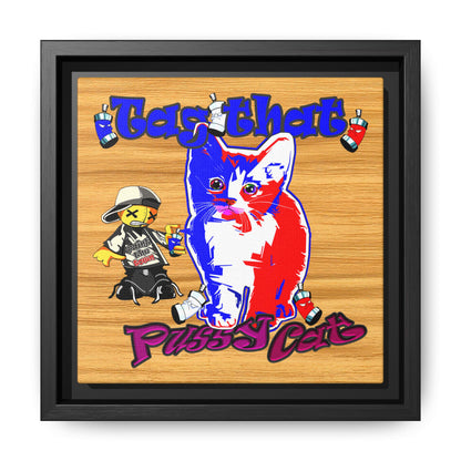 tag that - framed canvas art (butterscotch wood finish)