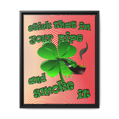 stick that in your pipe and smoke it - framed canvas art (yellow-orange wave)