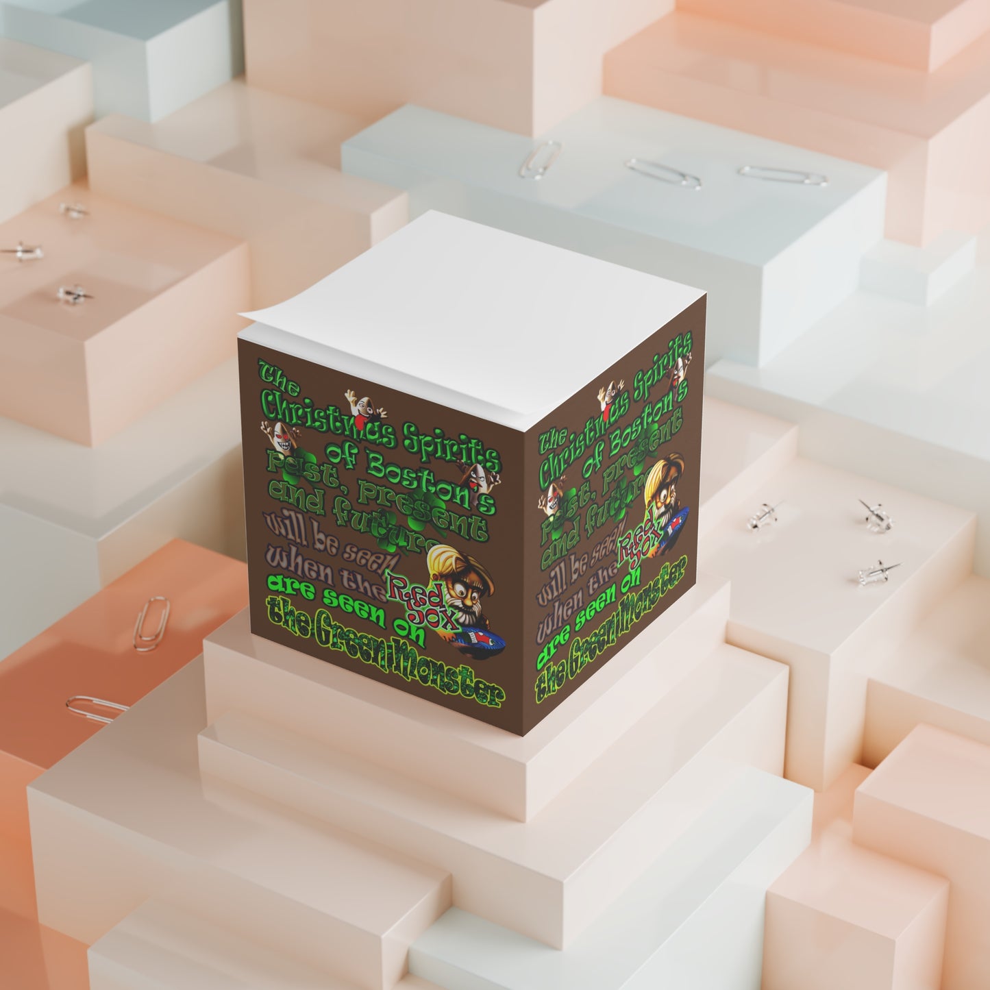 christmas spirits of boston - note cube (brown)