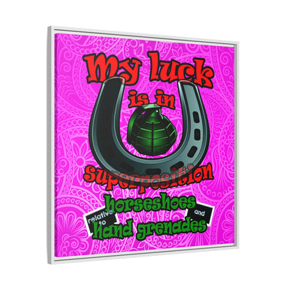 my luck - framed canvas art (pink swirl)