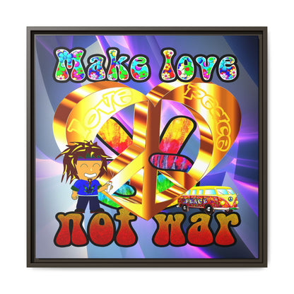 love peace - framed canvas art (grey-pink wave)