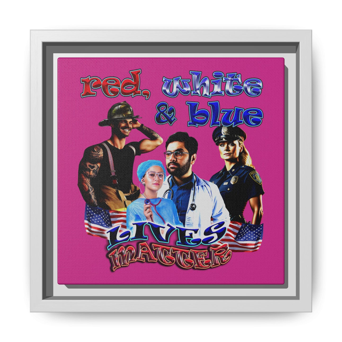rw&b lives matter - framed canvas art (pink)