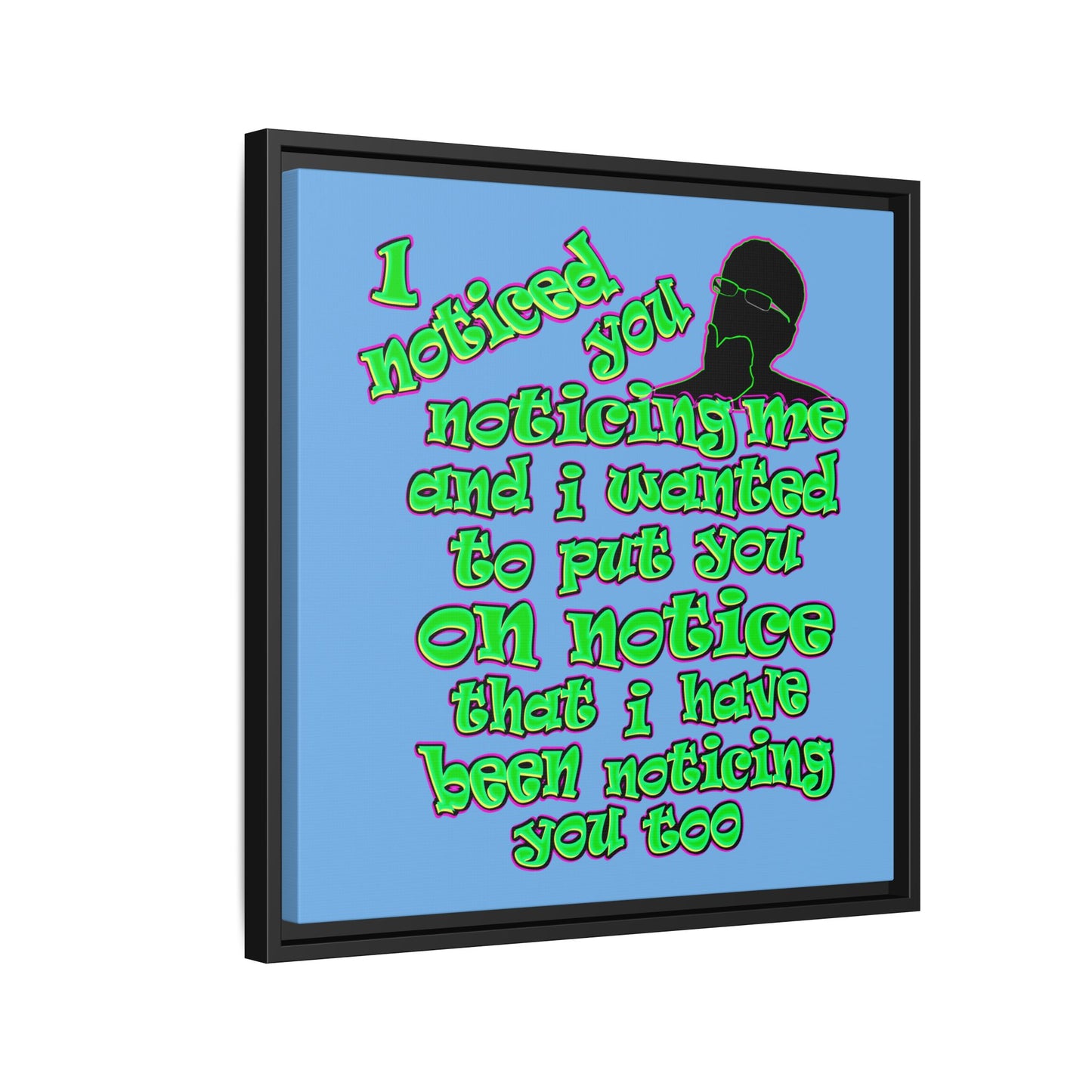 noticed you noticing - framed canvas art (light blue)