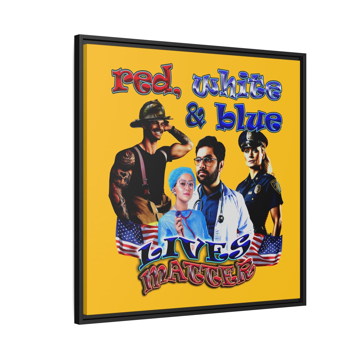 rw&b lives matter - framed canvas art (yellow)