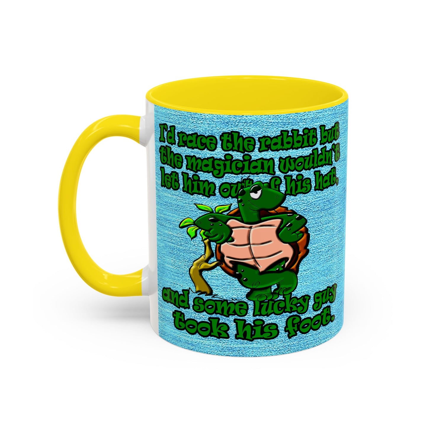 turtle race - Accent Mug (faded dark blue)