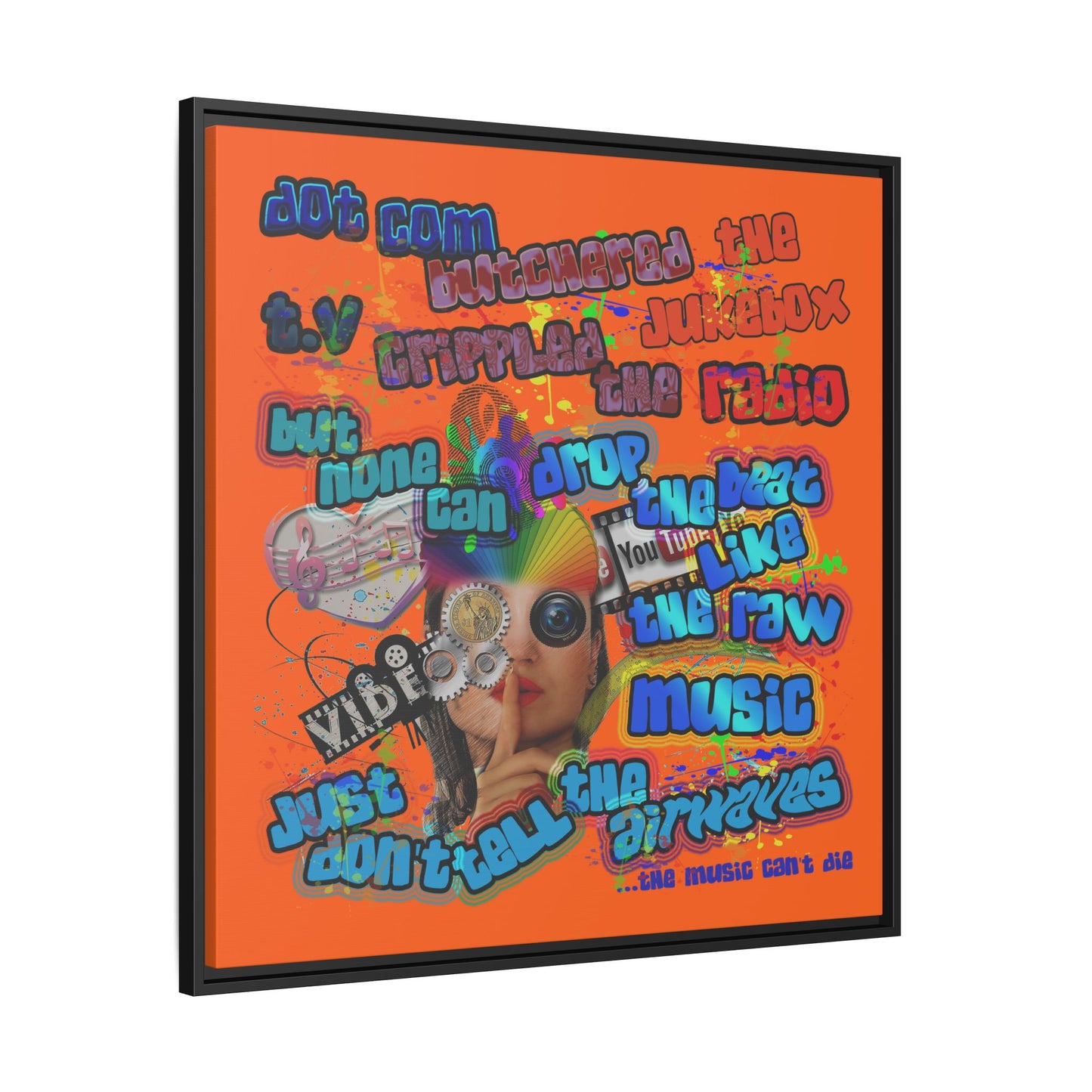 drop the beat - framed canvas art (orange)
