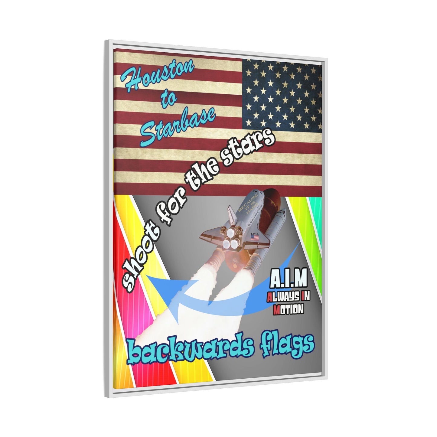 shoot for the stars - framed canvas art (rainbow split)