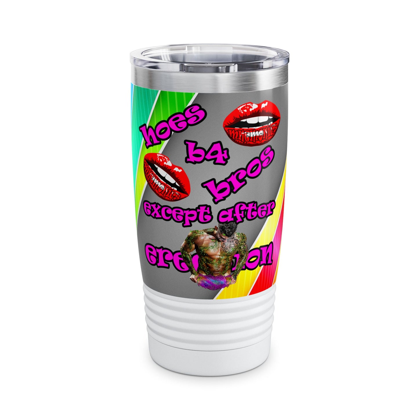 hoes b4 bros - Ringneck Tumbler, 20oz (rainbow split)