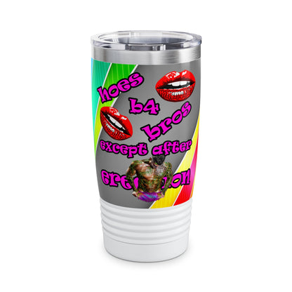 hoes b4 bros - Ringneck Tumbler, 20oz (rainbow split)