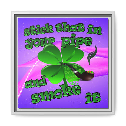 stick that in your pipe and smoke it - framed canvas art (purple-pink wave)