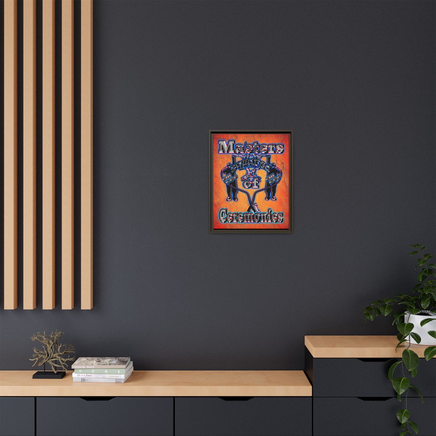 em cee squared - framed canvas art (burnt orange)
